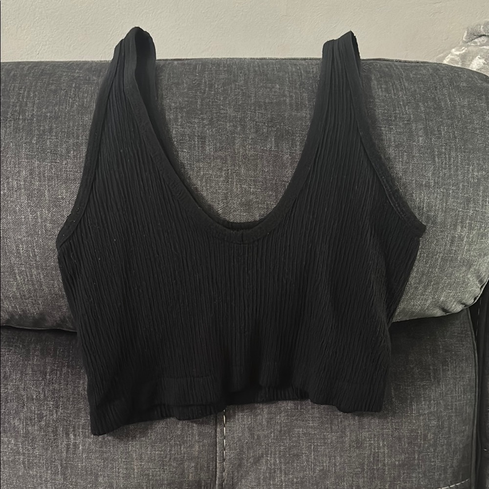Urban Outfitters Black Ribbed Crop Top